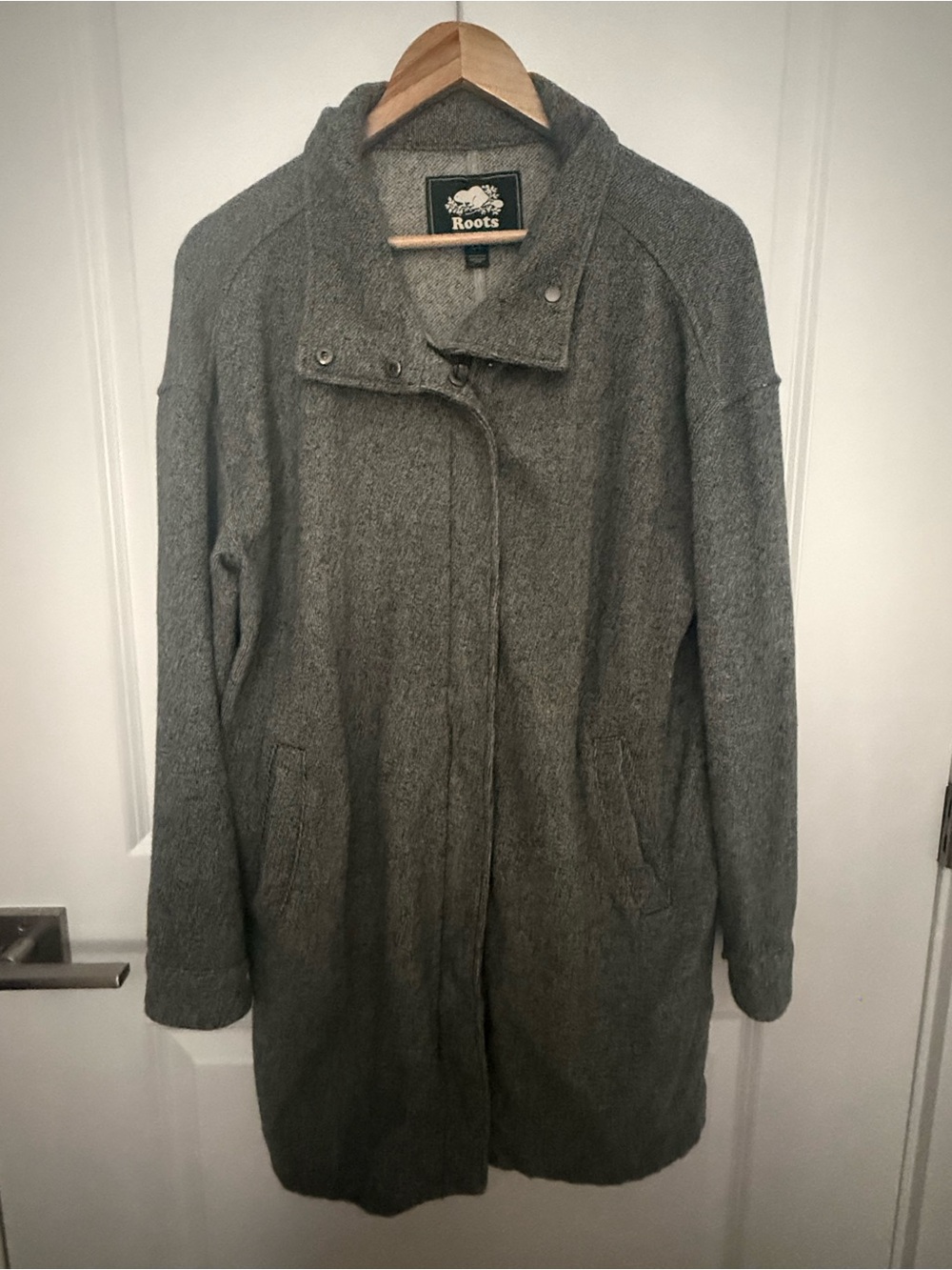 Roots Gray Wool-Blend Pea Coat size Lg